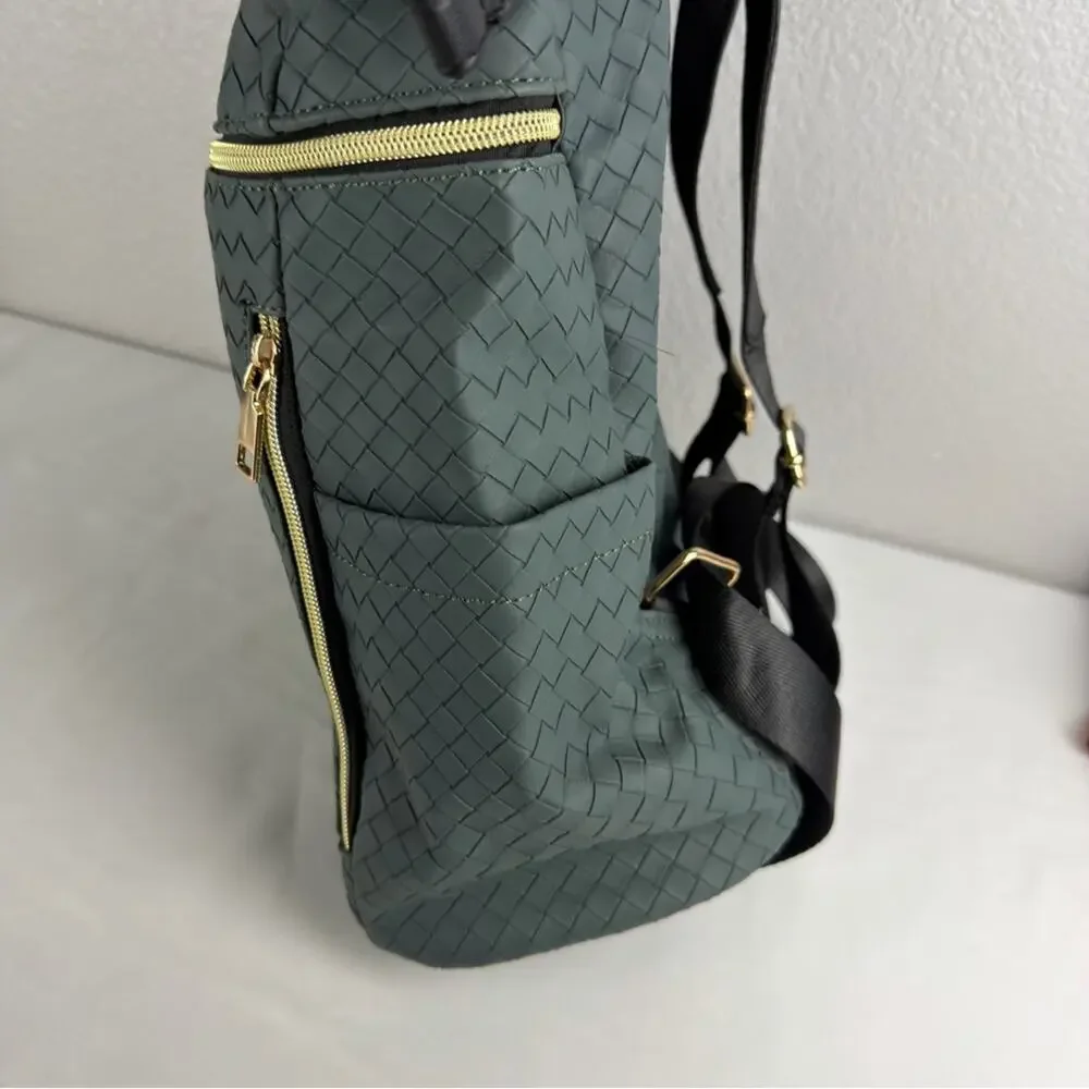 Woven Backpack Purse Teal for Women
